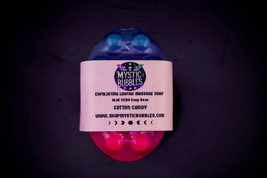 Exfoliating Massage Soap Bar with Loofah & Jute Rope – Cotton Candy
