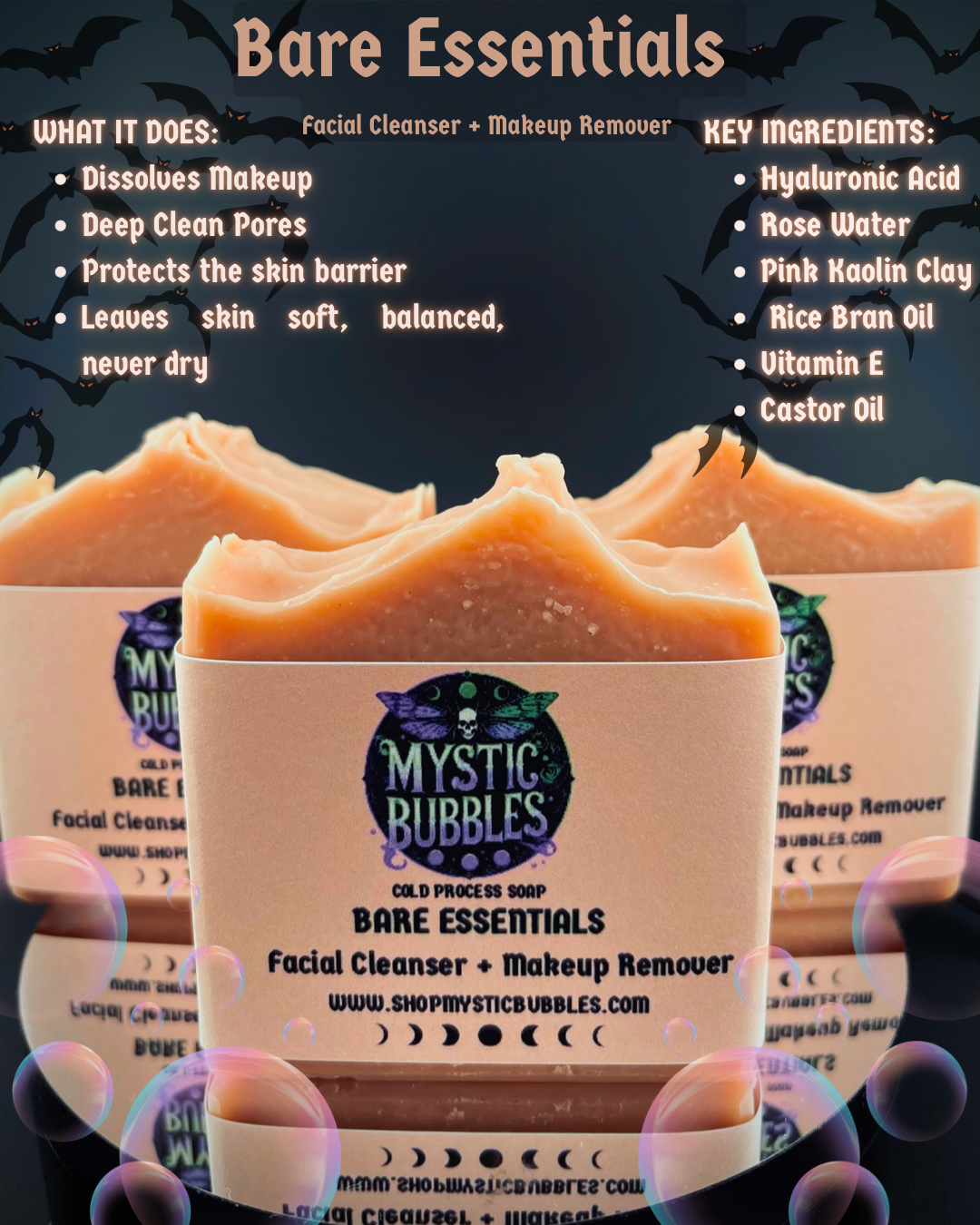 BARE ESSENTIALS  Facial Cleanser + Makeup Remover with Hyaluronic Acid